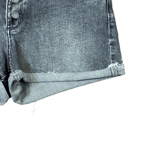 Universal Thread Cuff Hem Button Fly Short Women 25R Shortie Hi-Rise Black Denim - Picture 4 of 8